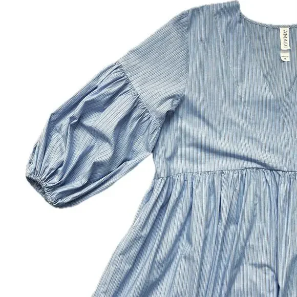 NEW ANTHROPOLOGIE AMADI Ambra Shirt Dress Striped‎ Oversized Long Puff Sleeves M - Picture 5 of 9